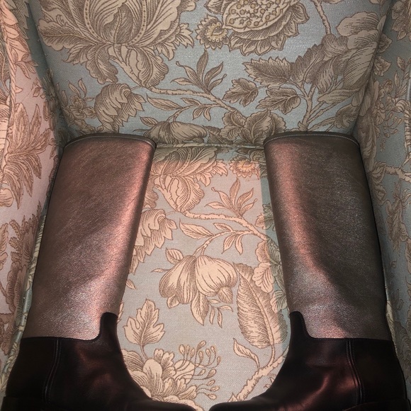 TWO TONE CHANEL RIDING BOOT SZ 38 METALLIC &BLACK - Picture 7 of 12